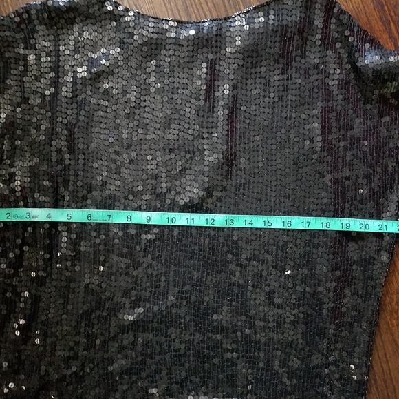 Vtg Black Sequin Disco Top Size Small - Picture 2 of 7